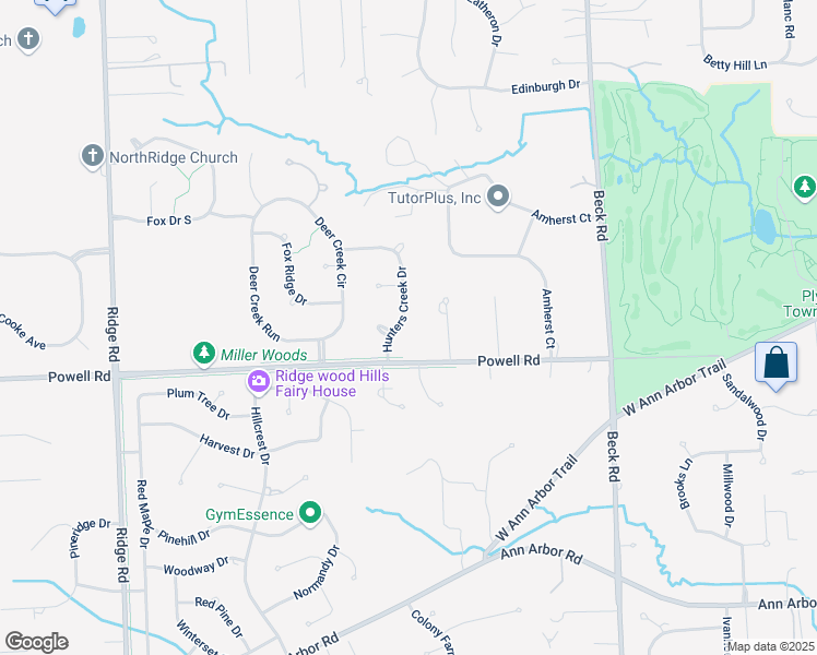 map of restaurants, bars, coffee shops, grocery stores, and more near 11692 Hunters Creek Drive in Plymouth