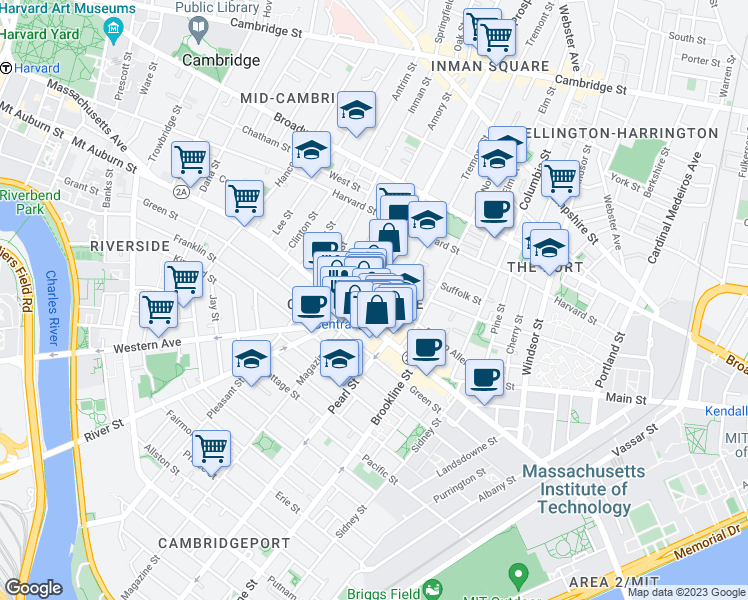 map of restaurants, bars, coffee shops, grocery stores, and more near 40 Prospect Street in Cambridge