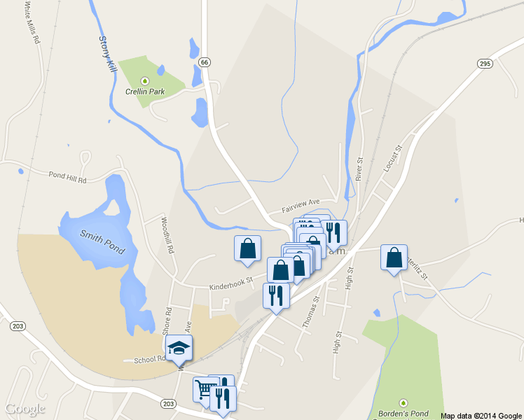 map of restaurants, bars, coffee shops, grocery stores, and more near 52 Center Street in Chatham