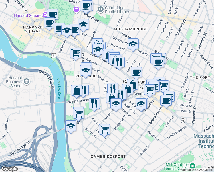 map of restaurants, bars, coffee shops, grocery stores, and more near 49 Jay Street in Cambridge