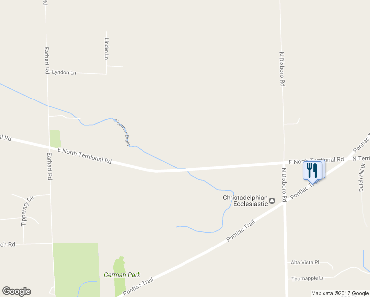 map of restaurants, bars, coffee shops, grocery stores, and more near 4505 East North Territorial Road in Ann Arbor