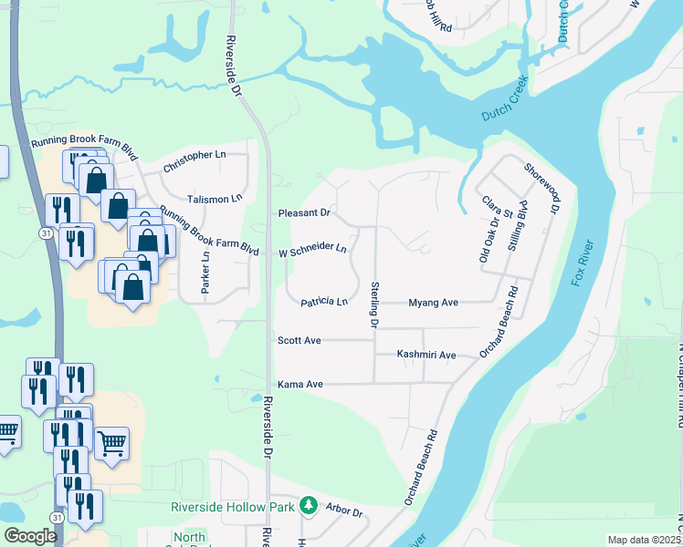 map of restaurants, bars, coffee shops, grocery stores, and more near 2703 Patricia Lane in McHenry