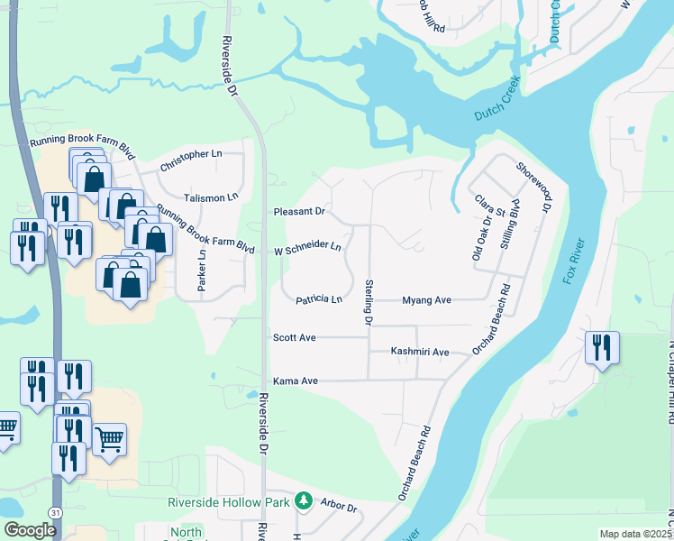map of restaurants, bars, coffee shops, grocery stores, and more near 2703 Patricia Lane in McHenry