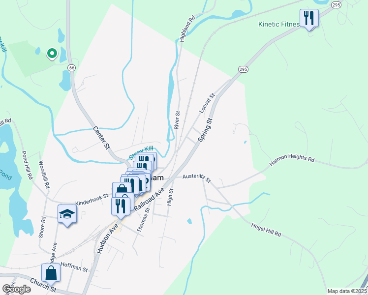 map of restaurants, bars, coffee shops, grocery stores, and more near 26 Spring Street in Chatham