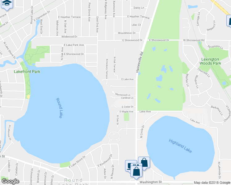 map of restaurants, bars, coffee shops, grocery stores, and more near 476 East Merriwood Lane in Round Lake Beach