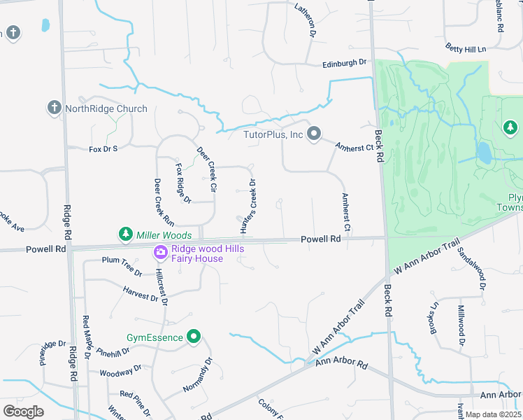 map of restaurants, bars, coffee shops, grocery stores, and more near 11692 Hunters Creek Drive in Plymouth