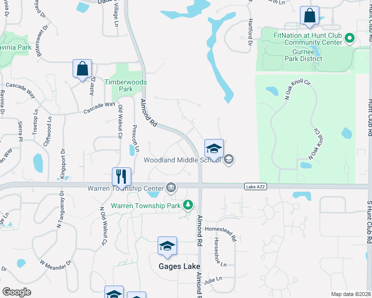 map of restaurants, bars, coffee shops, grocery stores, and more near 575 Capital Lane in Gurnee