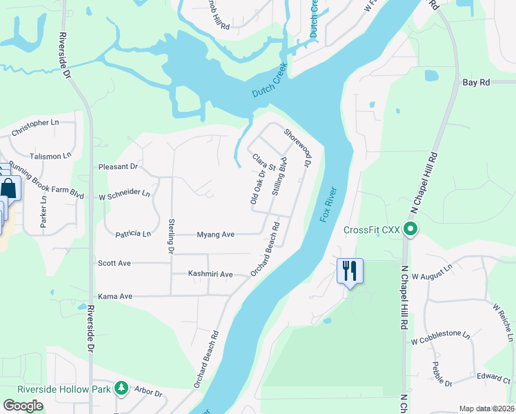 map of restaurants, bars, coffee shops, grocery stores, and more near 2507 Huemann Drive in McHenry