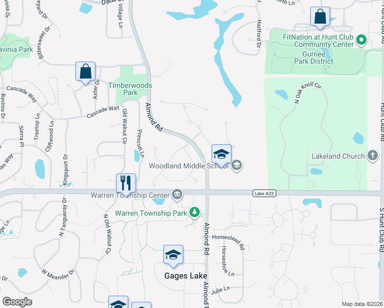 map of restaurants, bars, coffee shops, grocery stores, and more near 575 Capital Lane in Gurnee