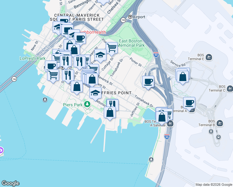 map of restaurants, bars, coffee shops, grocery stores, and more near 19 Lamson Street in Boston