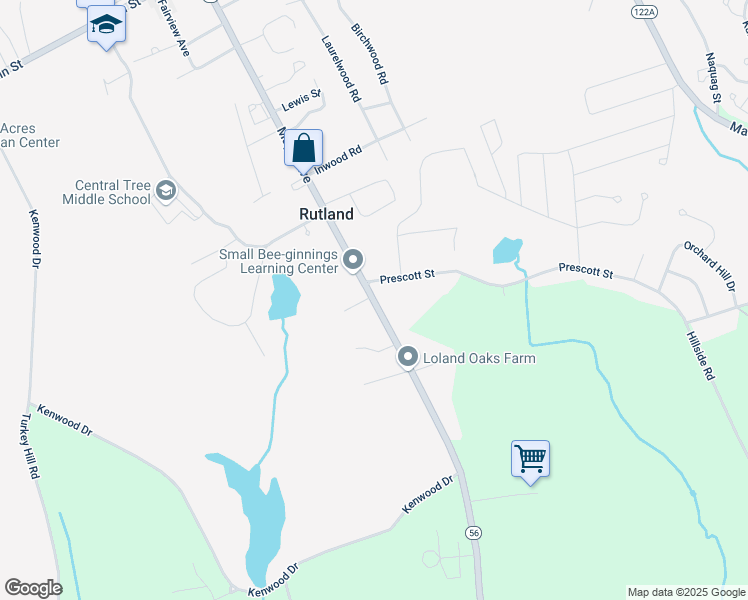 map of restaurants, bars, coffee shops, grocery stores, and more near 114 Maple Avenue in Rutland
