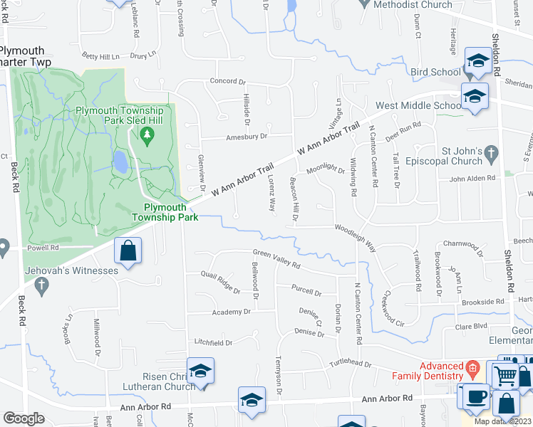 map of restaurants, bars, coffee shops, grocery stores, and more near 11729 Lorenz Way in Plymouth