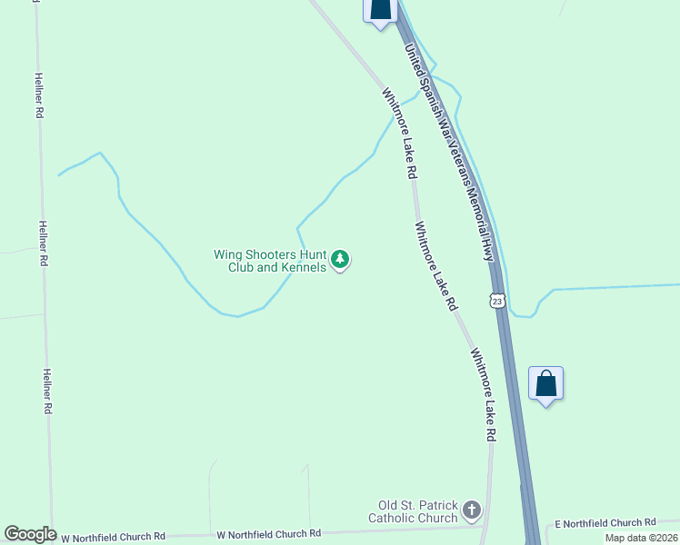map of restaurants, bars, coffee shops, grocery stores, and more near 6281 Whitmore Lake Road in Whitmore Lake