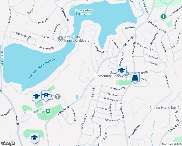 map of restaurants, bars, coffee shops, grocery stores, and more near 7 Worster Drive in Marlborough