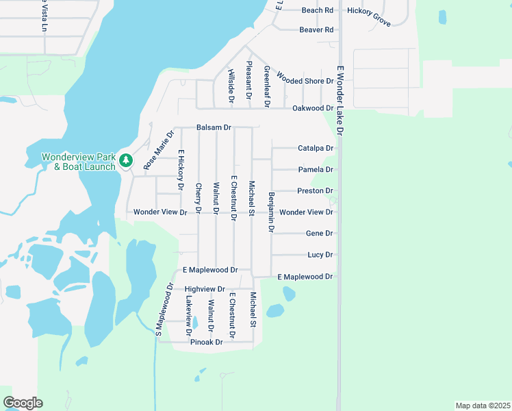 map of restaurants, bars, coffee shops, grocery stores, and more near 2804 Michael Street in Wonder Lake