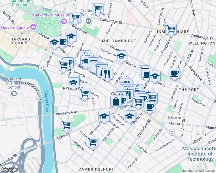 map of restaurants, bars, coffee shops, grocery stores, and more near 872 Massachusetts Avenue in Cambridge