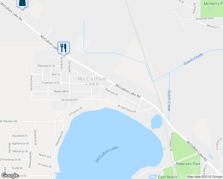 map of restaurants, bars, coffee shops, grocery stores, and more near 4714 Parkview Drive in McCullom Lake