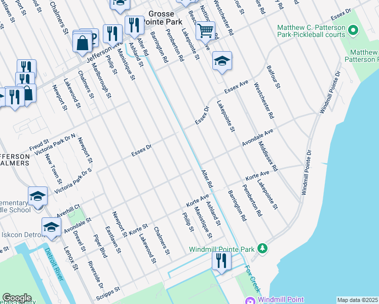 map of restaurants, bars, coffee shops, grocery stores, and more near 442 Ashland Street in Detroit