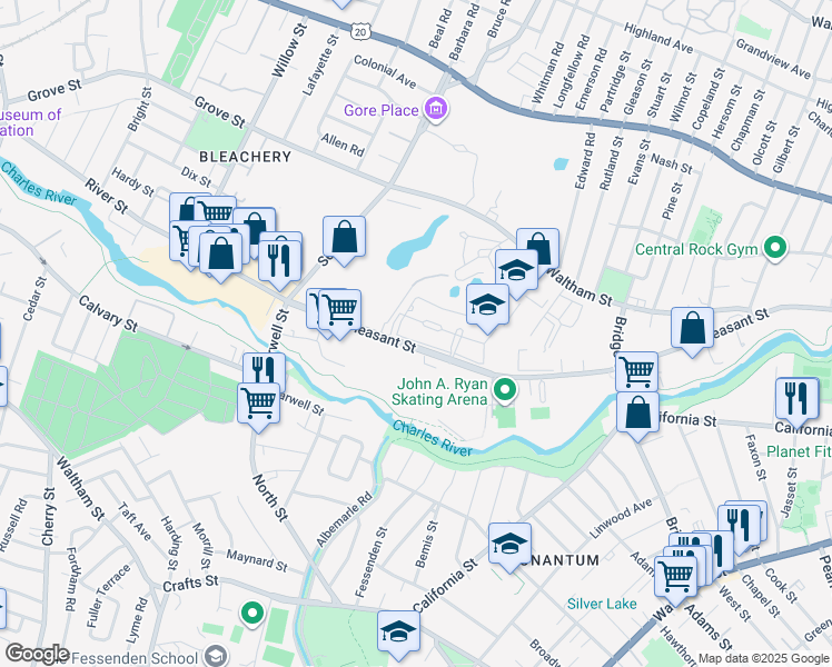 map of restaurants, bars, coffee shops, grocery stores, and more near 4 Repton Place in Watertown