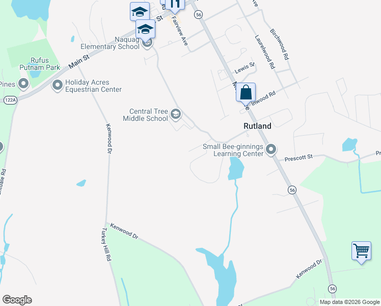 map of restaurants, bars, coffee shops, grocery stores, and more near 23 Fidelity Drive in Rutland