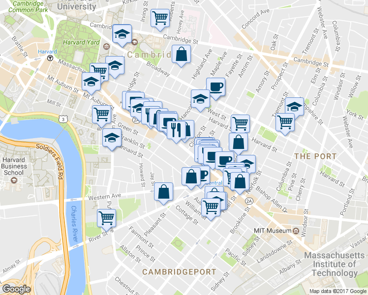 map of restaurants, bars, coffee shops, grocery stores, and more near 864 Massachusetts Avenue in Cambridge