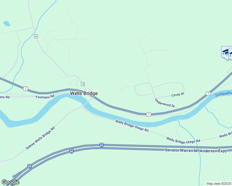 map of restaurants, bars, coffee shops, grocery stores, and more near 137 Tiffany Lane in Otego