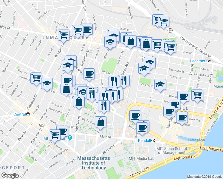 map of restaurants, bars, coffee shops, grocery stores, and more near 1400 Cardinal Medeiros Avenue in Cambridge