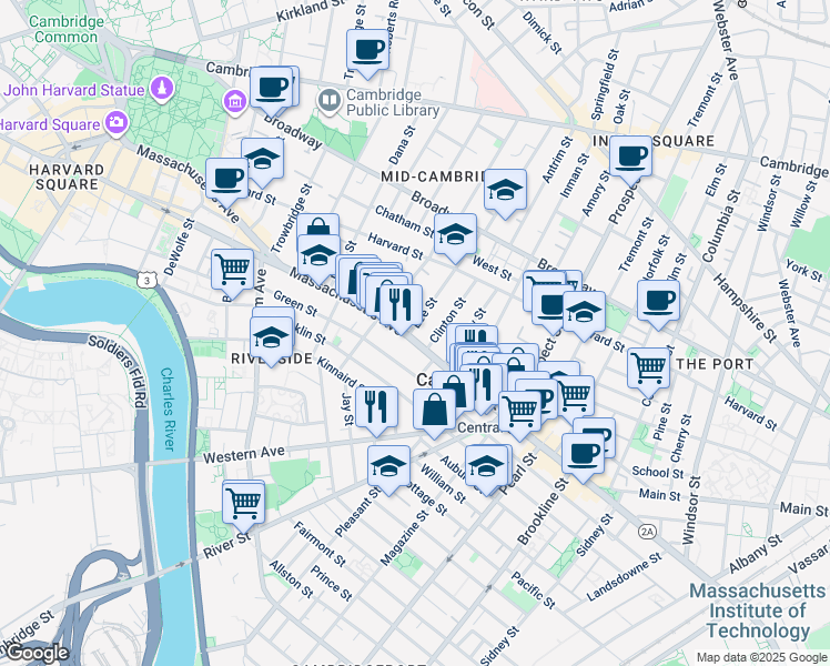 map of restaurants, bars, coffee shops, grocery stores, and more near 864 Massachusetts Avenue in Cambridge