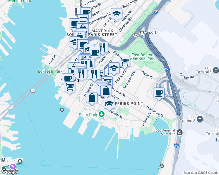 map of restaurants, bars, coffee shops, grocery stores, and more near 2 McKay Place in Boston