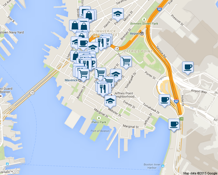 map of restaurants, bars, coffee shops, grocery stores, and more near 2 McKay Place in Boston