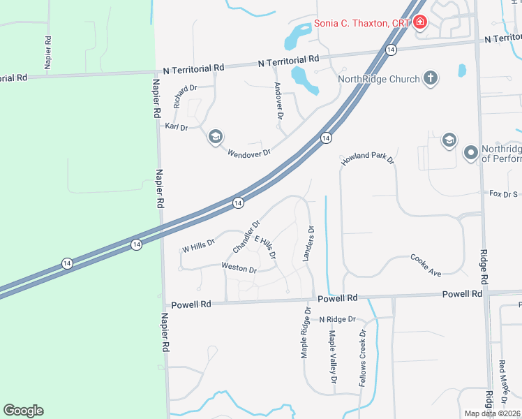 map of restaurants, bars, coffee shops, grocery stores, and more near 12061 Chandler Drive in Plymouth