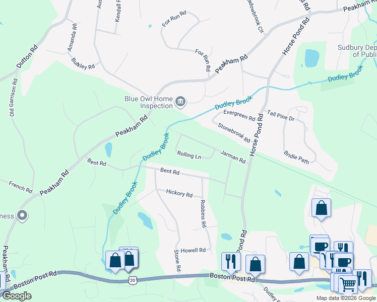 map of restaurants, bars, coffee shops, grocery stores, and more near 63 Jarman Road in Sudbury