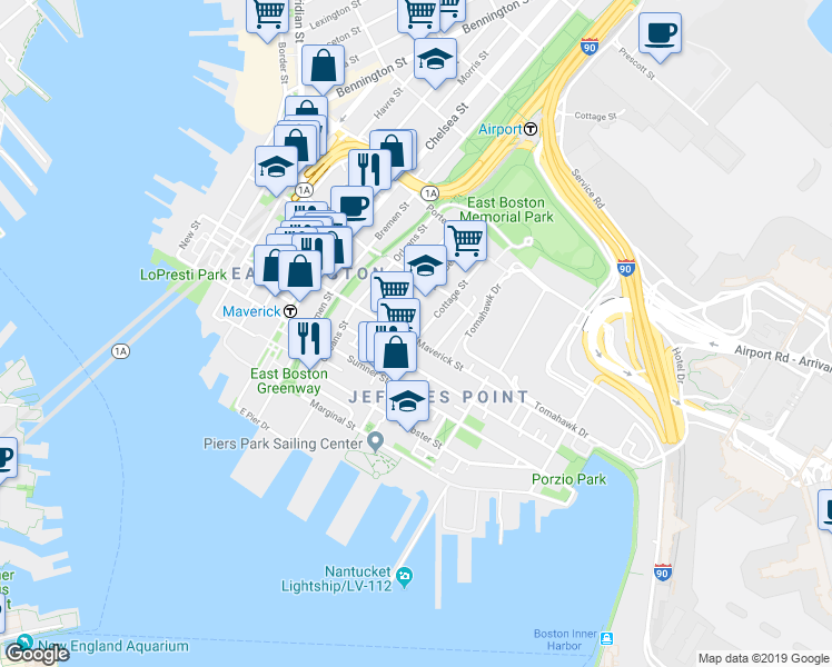 map of restaurants, bars, coffee shops, grocery stores, and more near in 