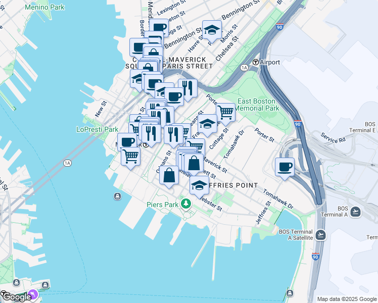 map of restaurants, bars, coffee shops, grocery stores, and more near 2 McKay Place in Boston