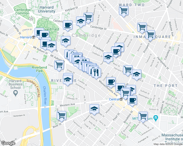 map of restaurants, bars, coffee shops, grocery stores, and more near 929 Massachusetts Avenue in Cambridge