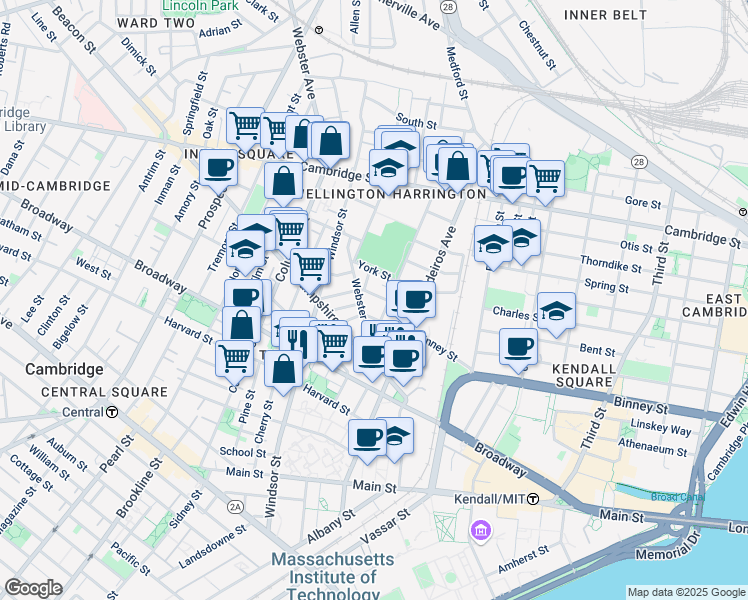 map of restaurants, bars, coffee shops, grocery stores, and more near 44 Plymouth Street in Cambridge