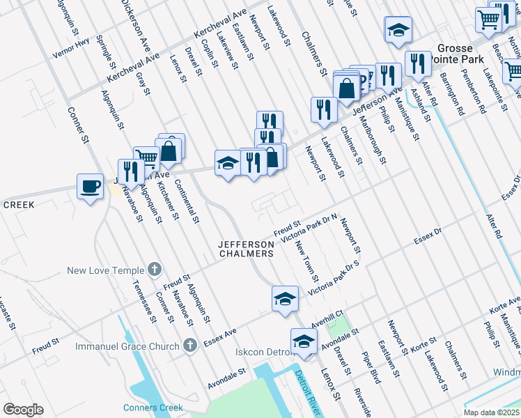 map of restaurants, bars, coffee shops, grocery stores, and more near 13115 St.Ervin Avenue in Detroit