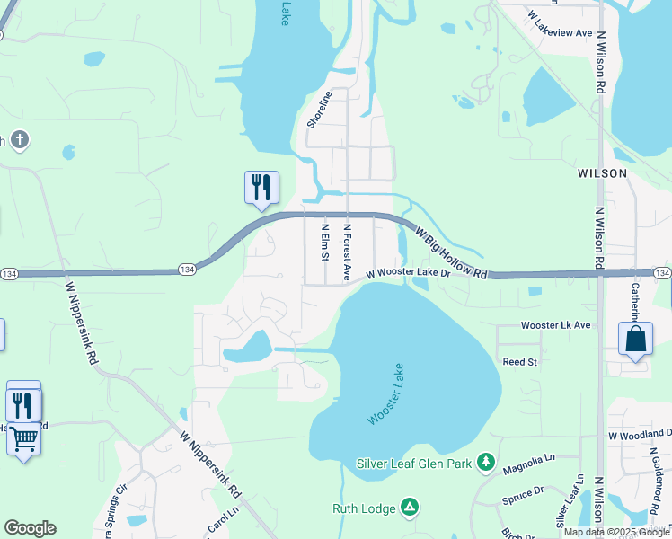 map of restaurants, bars, coffee shops, grocery stores, and more near 34769 North Forest Avenue in Ingleside