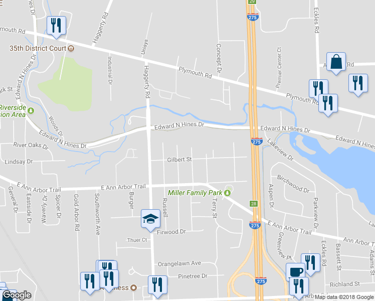 map of restaurants, bars, coffee shops, grocery stores, and more near 11847 Brownell Avenue in Plymouth
