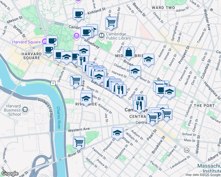 map of restaurants, bars, coffee shops, grocery stores, and more near 931 Massachusetts Avenue in Cambridge