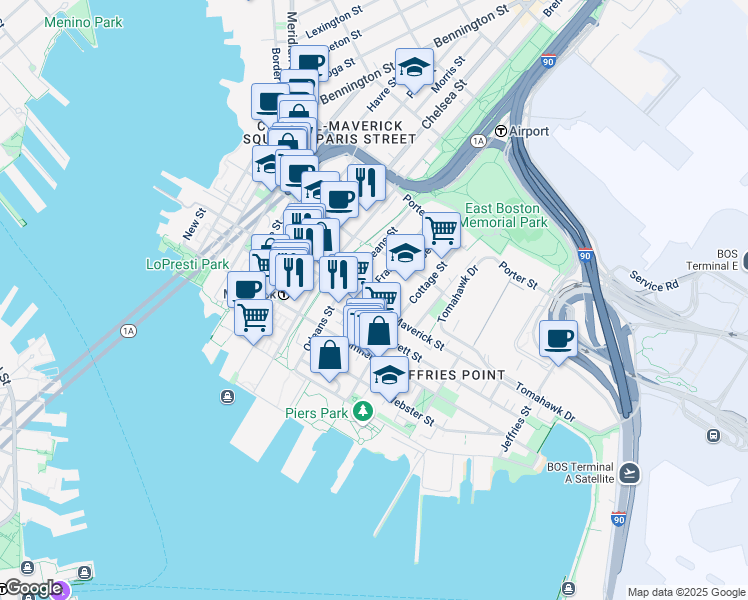 map of restaurants, bars, coffee shops, grocery stores, and more near 2 McKay Place in Boston