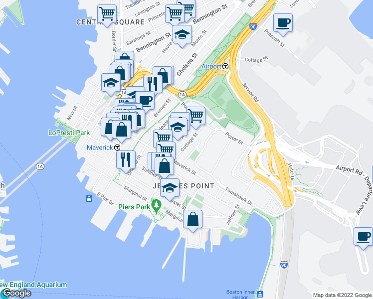 map of restaurants, bars, coffee shops, grocery stores, and more near in 