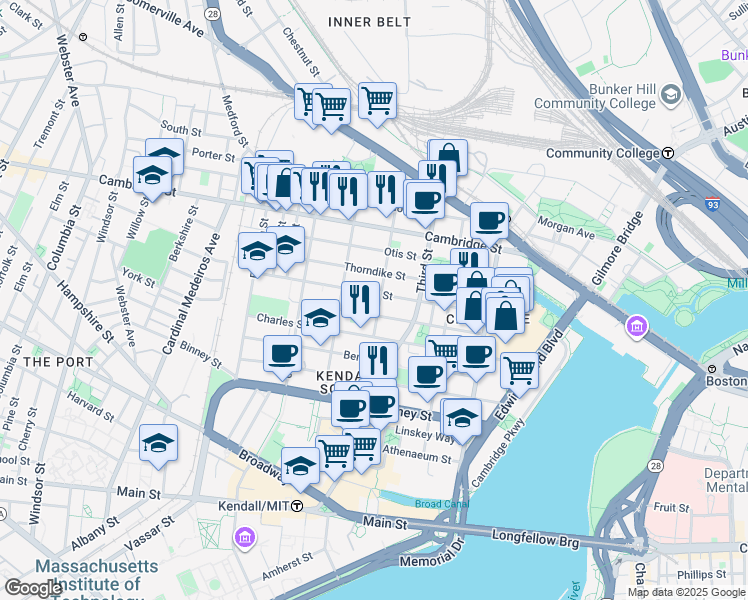 map of restaurants, bars, coffee shops, grocery stores, and more near 100 Sciarappa Street in Cambridge