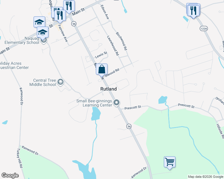 map of restaurants, bars, coffee shops, grocery stores, and more near in Rutland