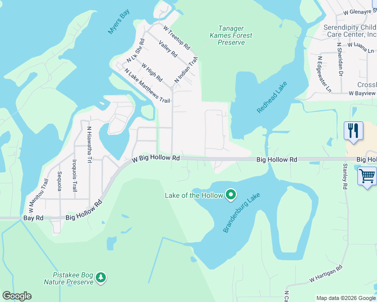 map of restaurants, bars, coffee shops, grocery stores, and more near 28446 West Big Hollow Road in Ingleside