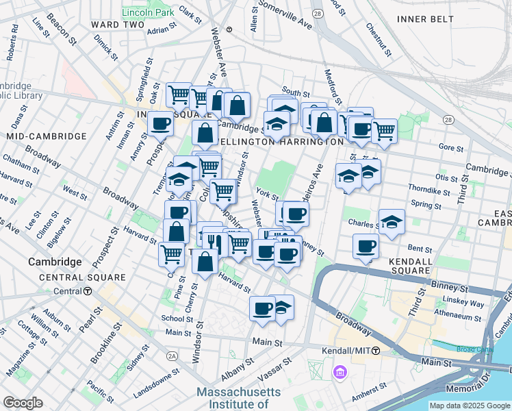 map of restaurants, bars, coffee shops, grocery stores, and more near 44 Plymouth Street in Cambridge