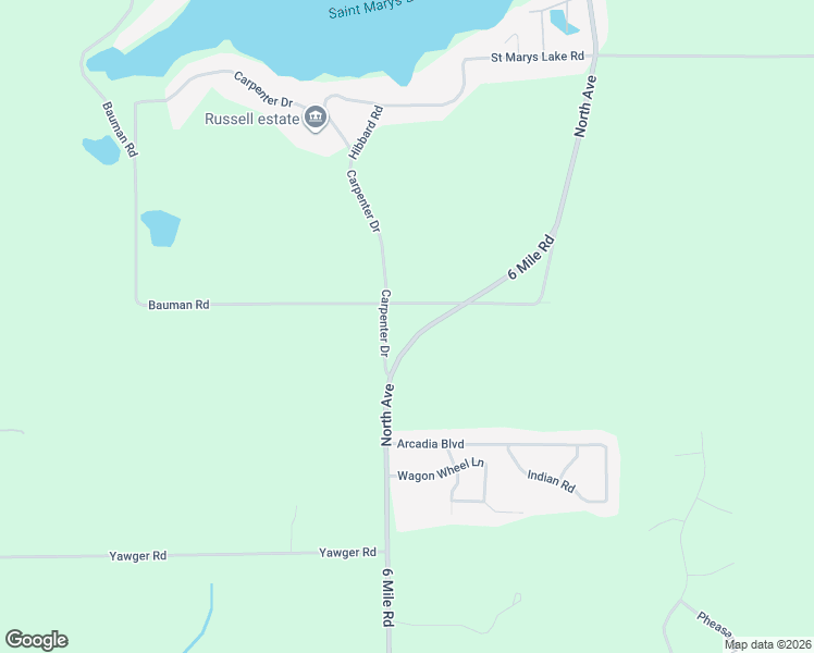 map of restaurants, bars, coffee shops, grocery stores, and more near 20419 North Avenue in Battle Creek