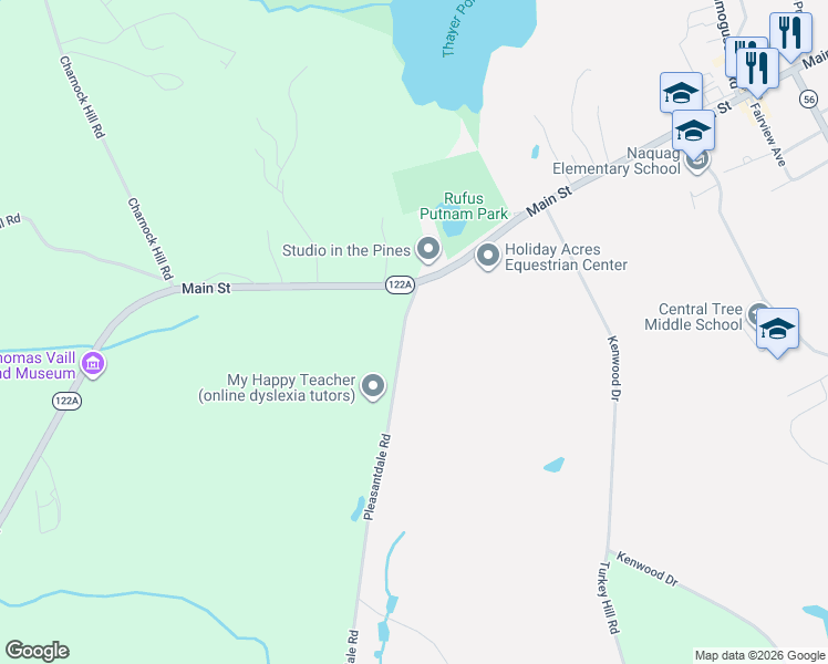 map of restaurants, bars, coffee shops, grocery stores, and more near 11 Pleasantdale Road in Rutland