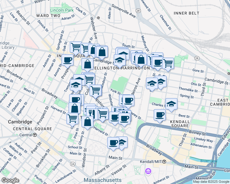 map of restaurants, bars, coffee shops, grocery stores, and more near 44 Plymouth Street in Cambridge