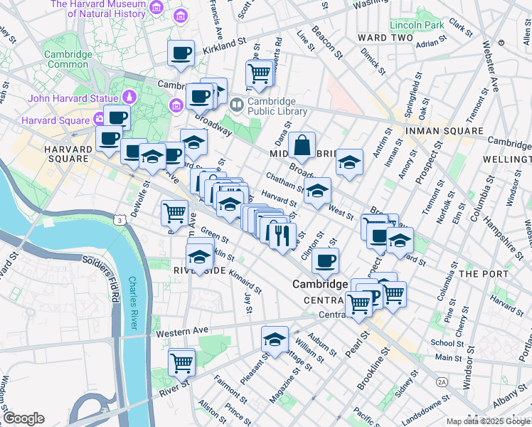 map of restaurants, bars, coffee shops, grocery stores, and more near 929 Massachusetts Avenue in Cambridge